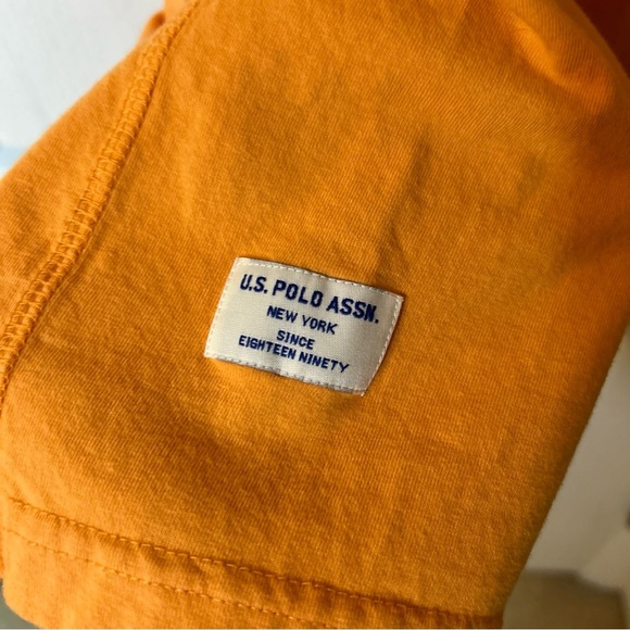 US Polo Assn Mens Henley Shirt Short Sleeve Pullover Logo Cotton XXL Orange - Picture 6 of 8
